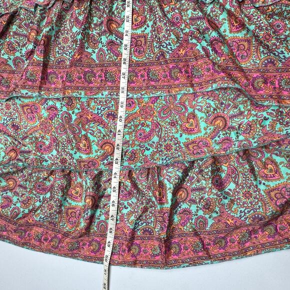 Zury Dress Womens One Size Pink Floral Silk Ruffle Hi Low Cottage Peasant Boho - Picture 10 of 12